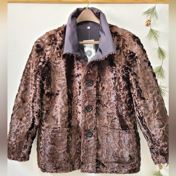 Chico's Faux Fur/Black Reversible Coat